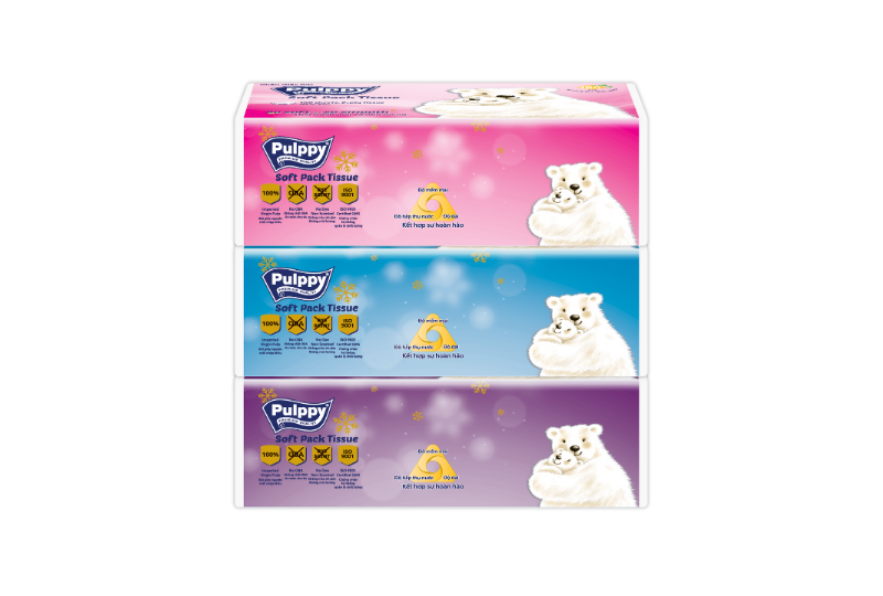 Pulppy Soft Pack Tissue Polar Bear