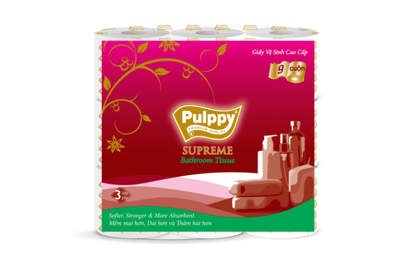 Pulppy Supreme Bathroom Tissue 9 Rolls