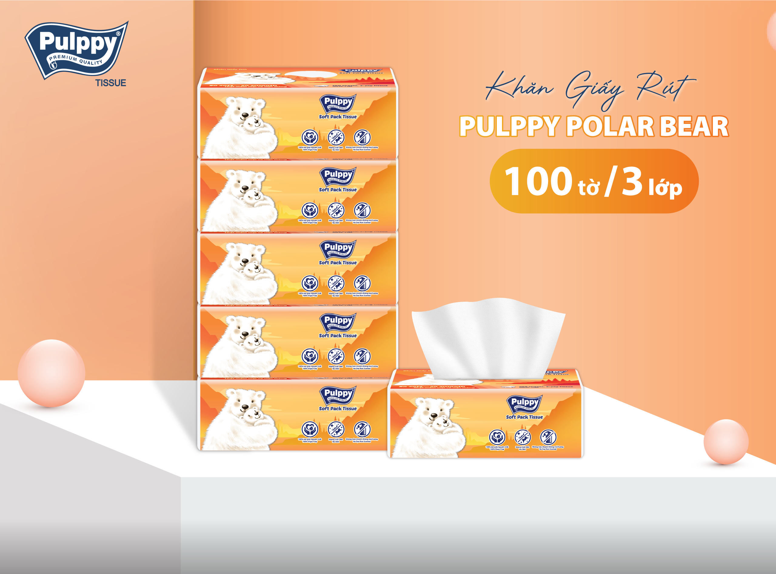 KHĂN GIẤY RÚT PULPPY POLAR BEAR RA MẮT PHIÊN BẢN MỚI