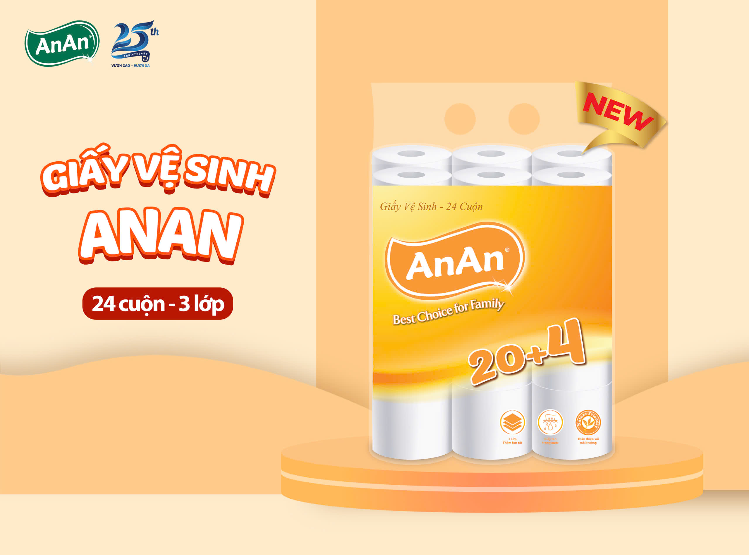 THÔNG BÁO RA MẮT SẢN PHẨM MỚI : GIẤY VỆ SINH ANAN 24 CUỘN